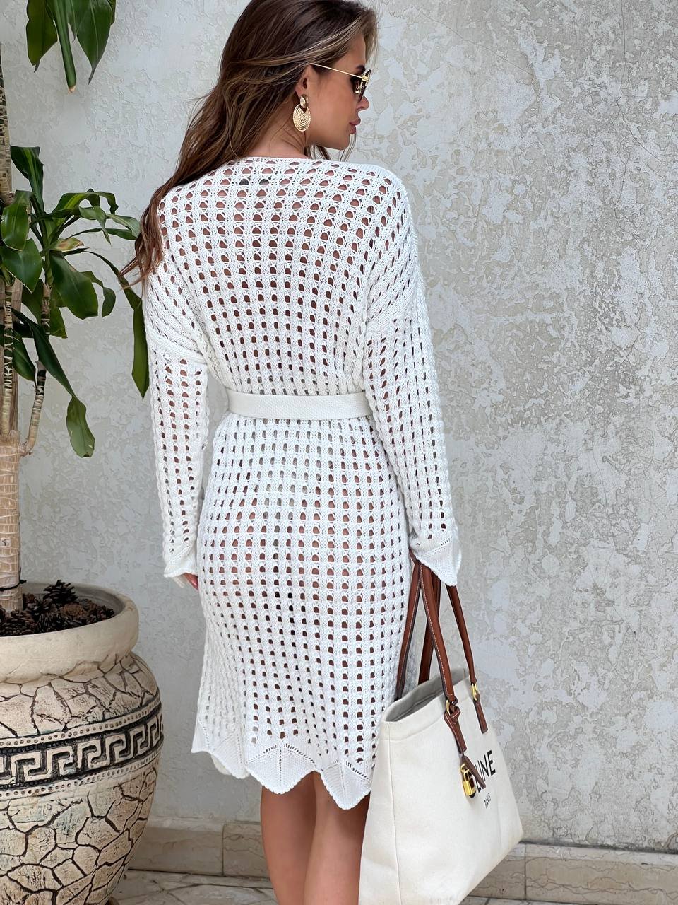 Short knitted mesh cardigan - Image 4