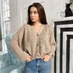 Knitted cardigan half-wool