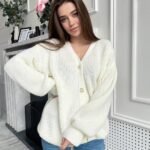Knitted cardigan half wool long