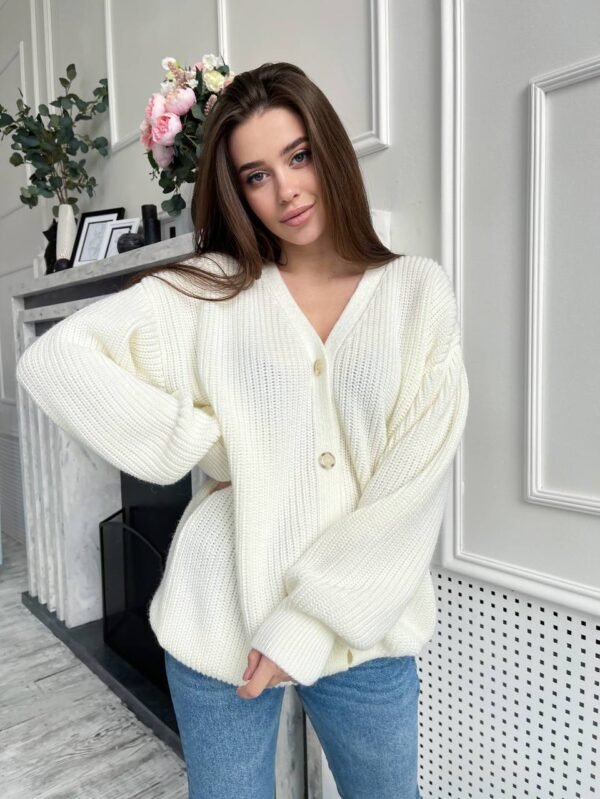 Knitted cardigan half wool long