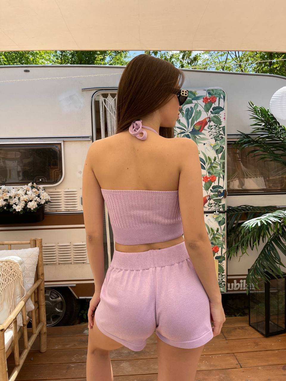 Knitted cotton top with ties - Image 2