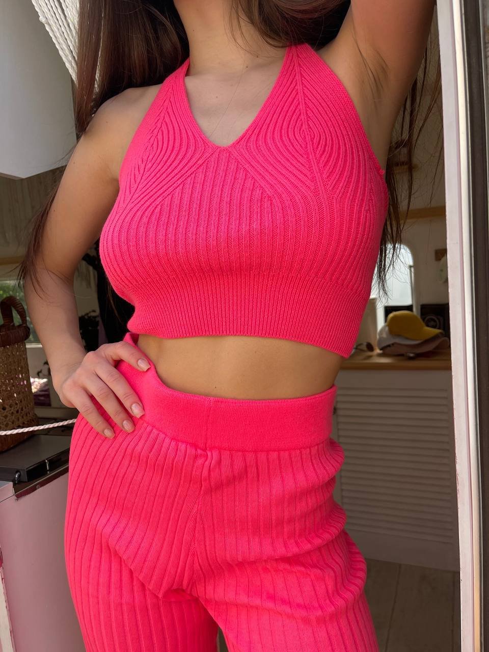 Knitted cotton top with ties - Image 3