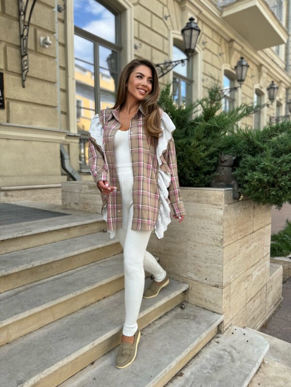 Ruffled checkered shirt